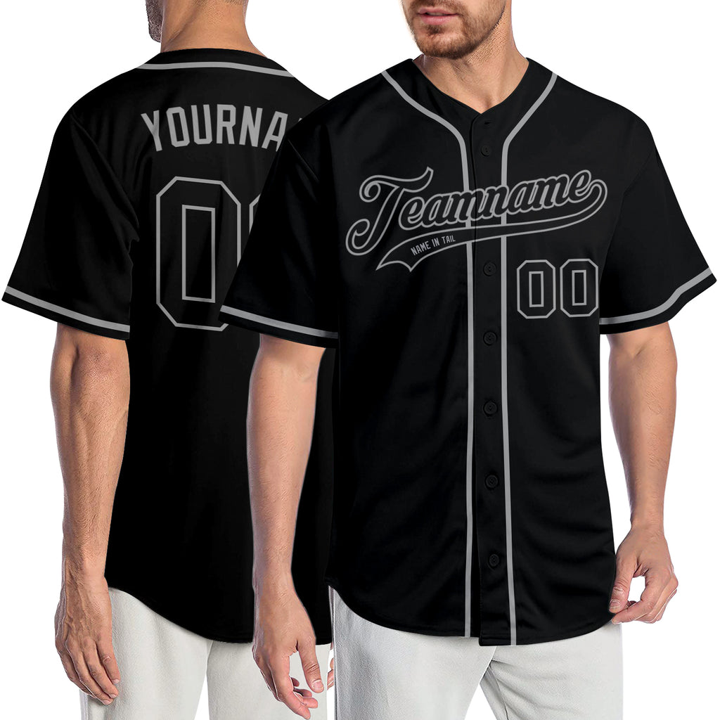 Custom Black Black-Gray Authentic Baseball Jersey