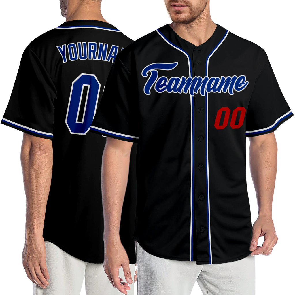 Custom Black Royal-Red Authentic Baseball Jersey