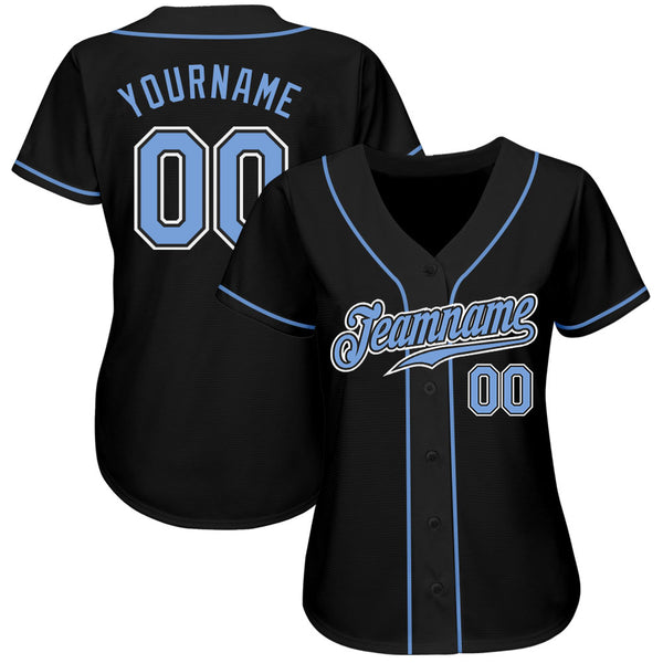 Custom Black Light Blue-White Authentic Baseball Jersey