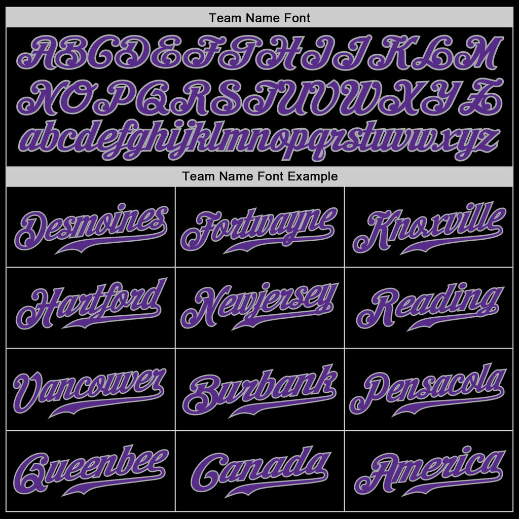 Custom Black Purple-Gray Authentic Baseball Jersey Men's Size:M