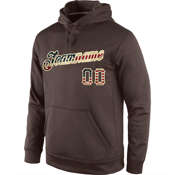 Custom Stitched Brown Vintage USA Flag-Cream Sports Pullover Sweatshirt Hoodie