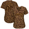 Custom Brown Brown-Old Gold 3D Pattern Leopard Authentic Softball Jersey