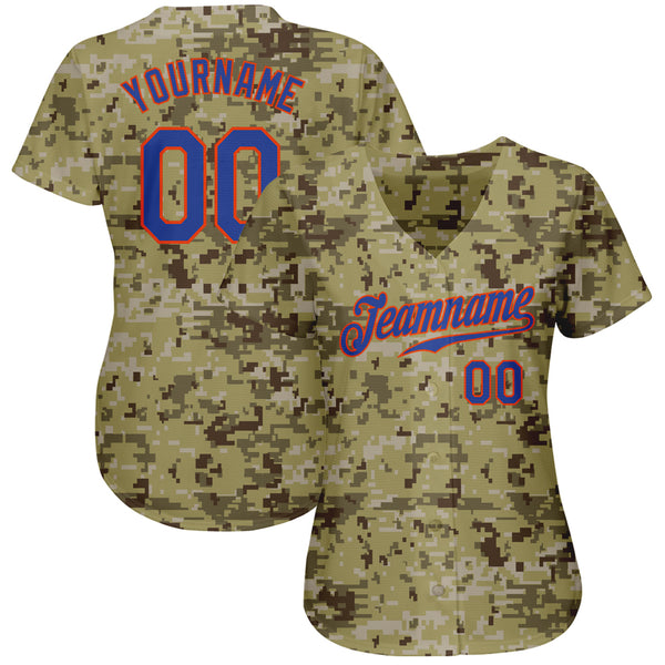 Custom Camo Royal-Orange Authentic Salute To Service Baseball Jersey