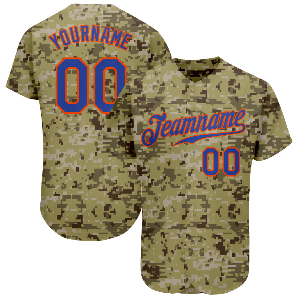 Custom Camo Royal-Orange Authentic Salute To Service Baseball Jersey