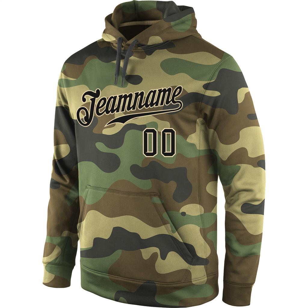 Cheap Custom Olive Camo Black-Cream Salute To Service Hockey