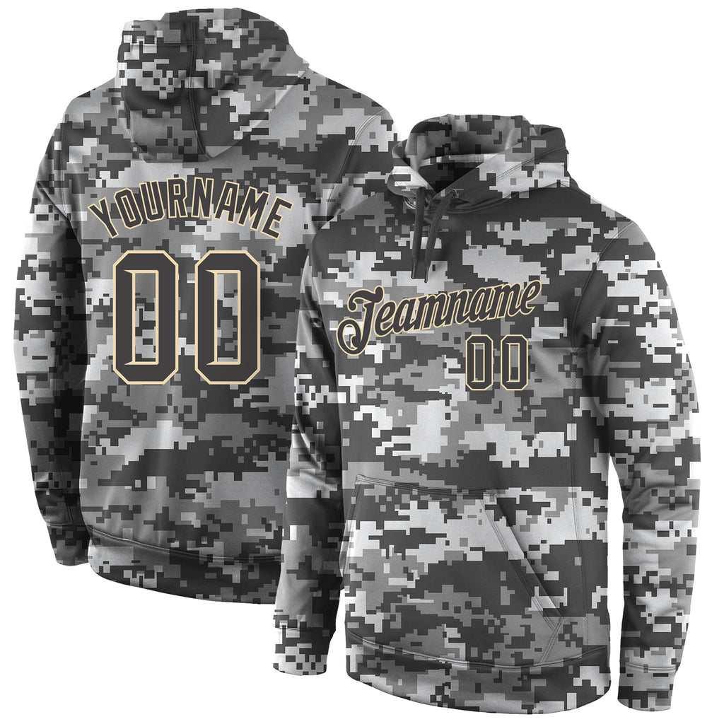 Custom Stitched Camo SteelGray-Cream Sports Pullover Sweatshirt Salute To Service Hoodie