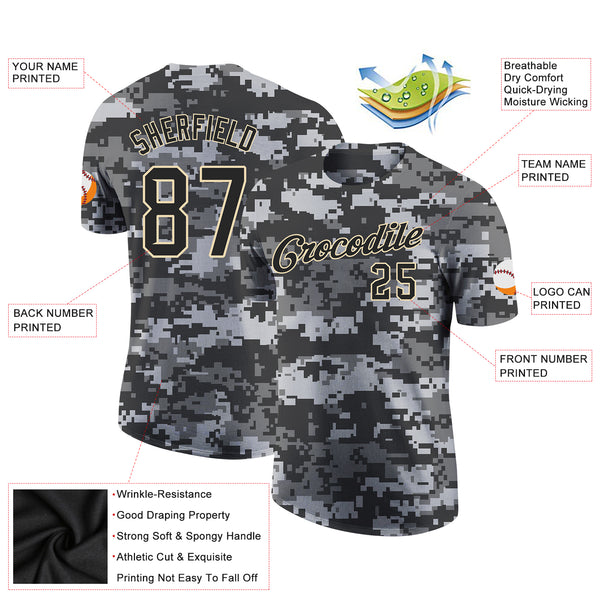 Custom Camo Black-Cream Performance Salute To Service T-Shirt