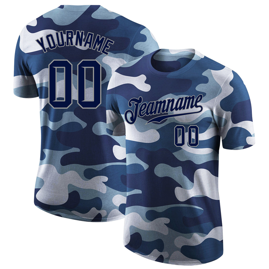 Custom Camo Navy-Gray Performance Salute To Service T-Shirt