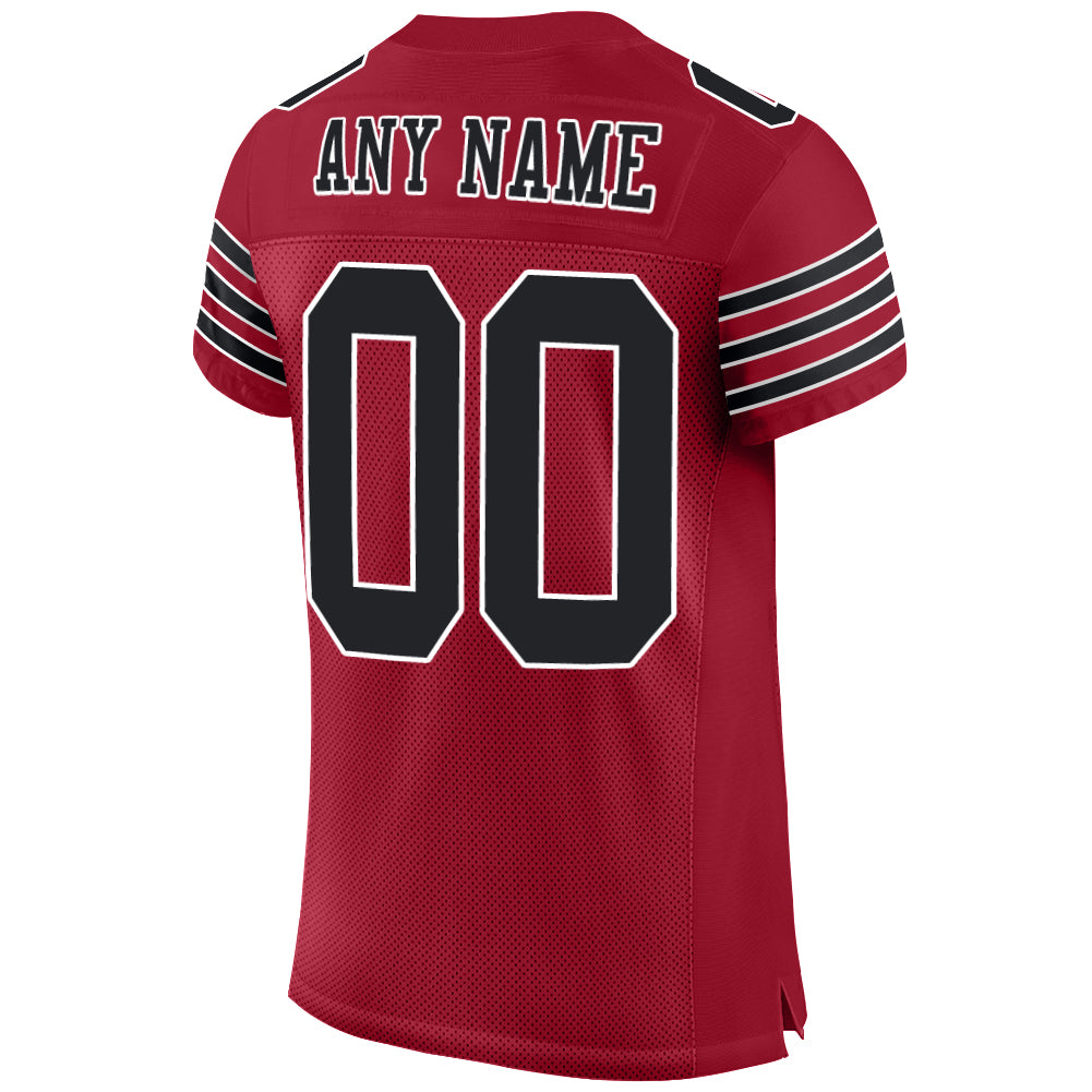 Custom Cardinal Black-White Mesh Authentic Football Jersey