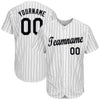 Custom White Black Pinstripe Black-Gray Baseball Jersey