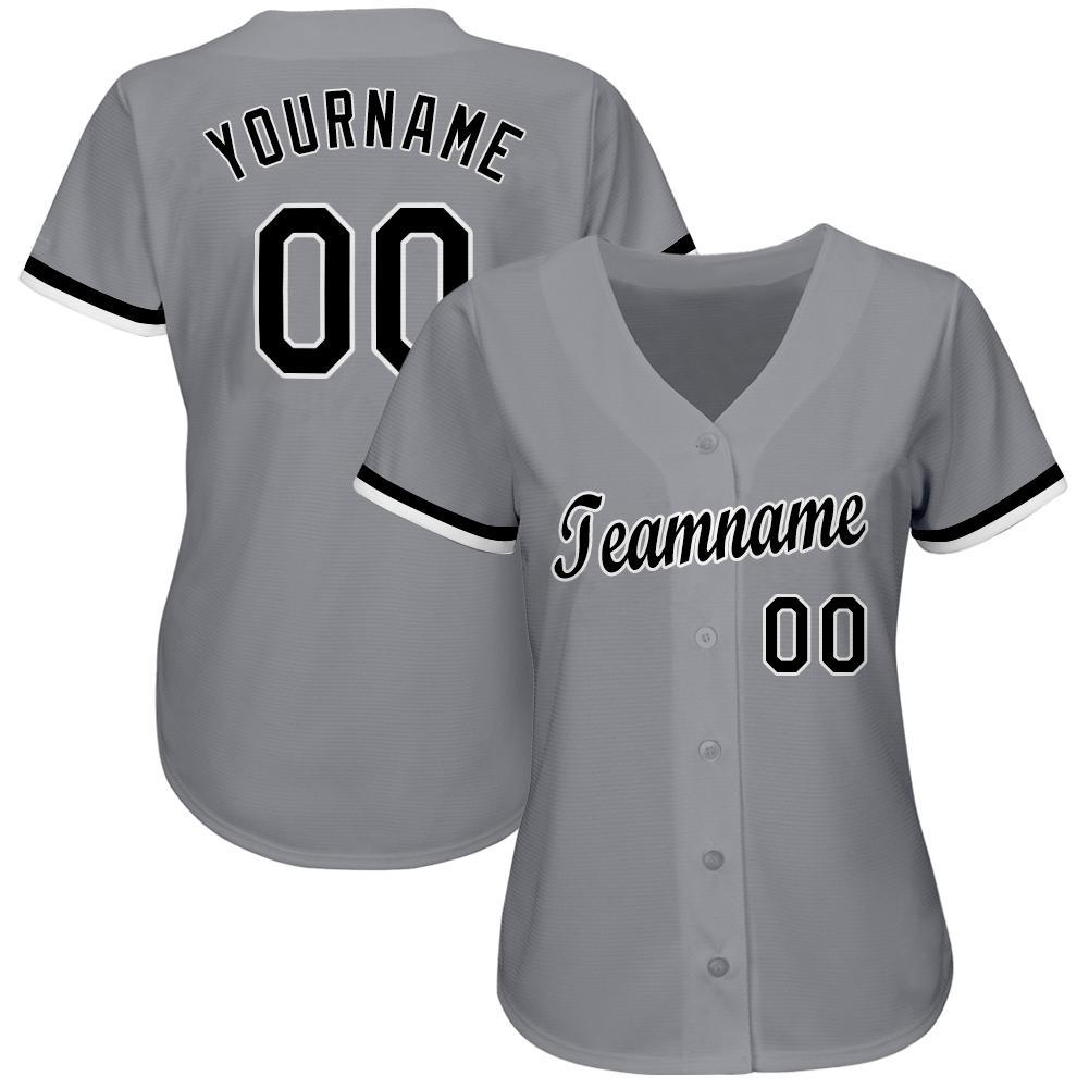 Custom Gray Black-White Softball Jersey