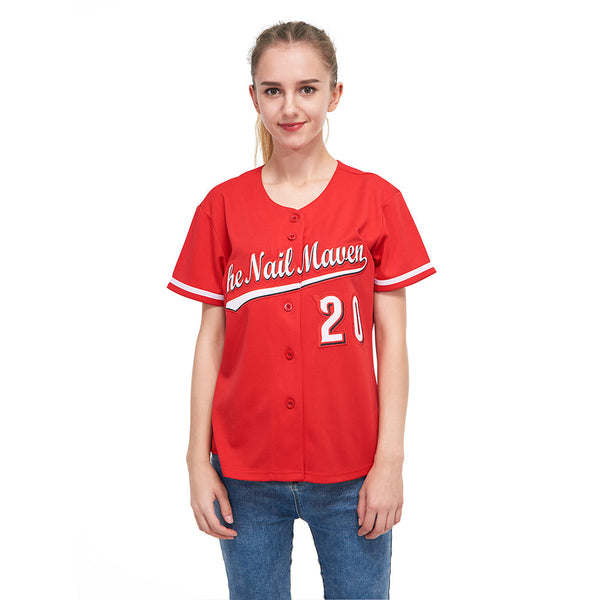 Custom Red White-Black Softball Jersey
