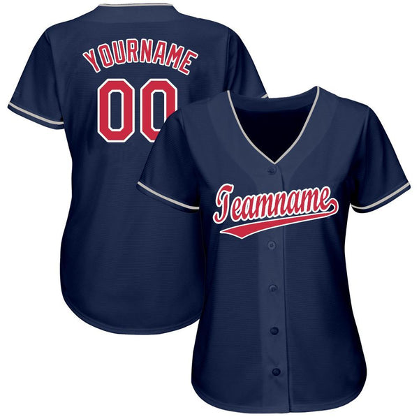 Custom Navy Red-White Baseball Jersey