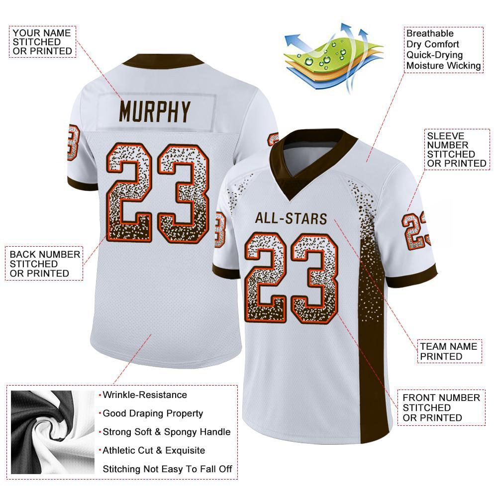 Custom White Brown-Orange Drift Fashion Football Jersey