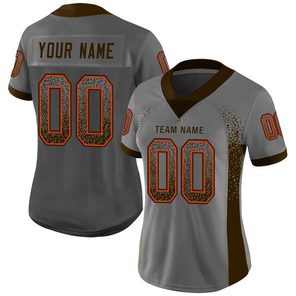 Custom Gray Brown-Orange Mesh Drift Fashion Football Jersey