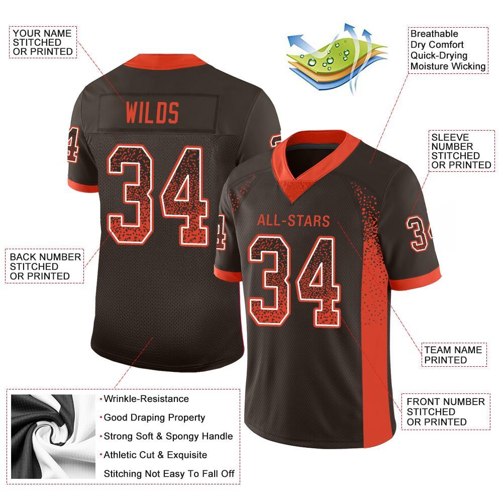Custom Brown Orange-White Drift Fashion Football Jersey