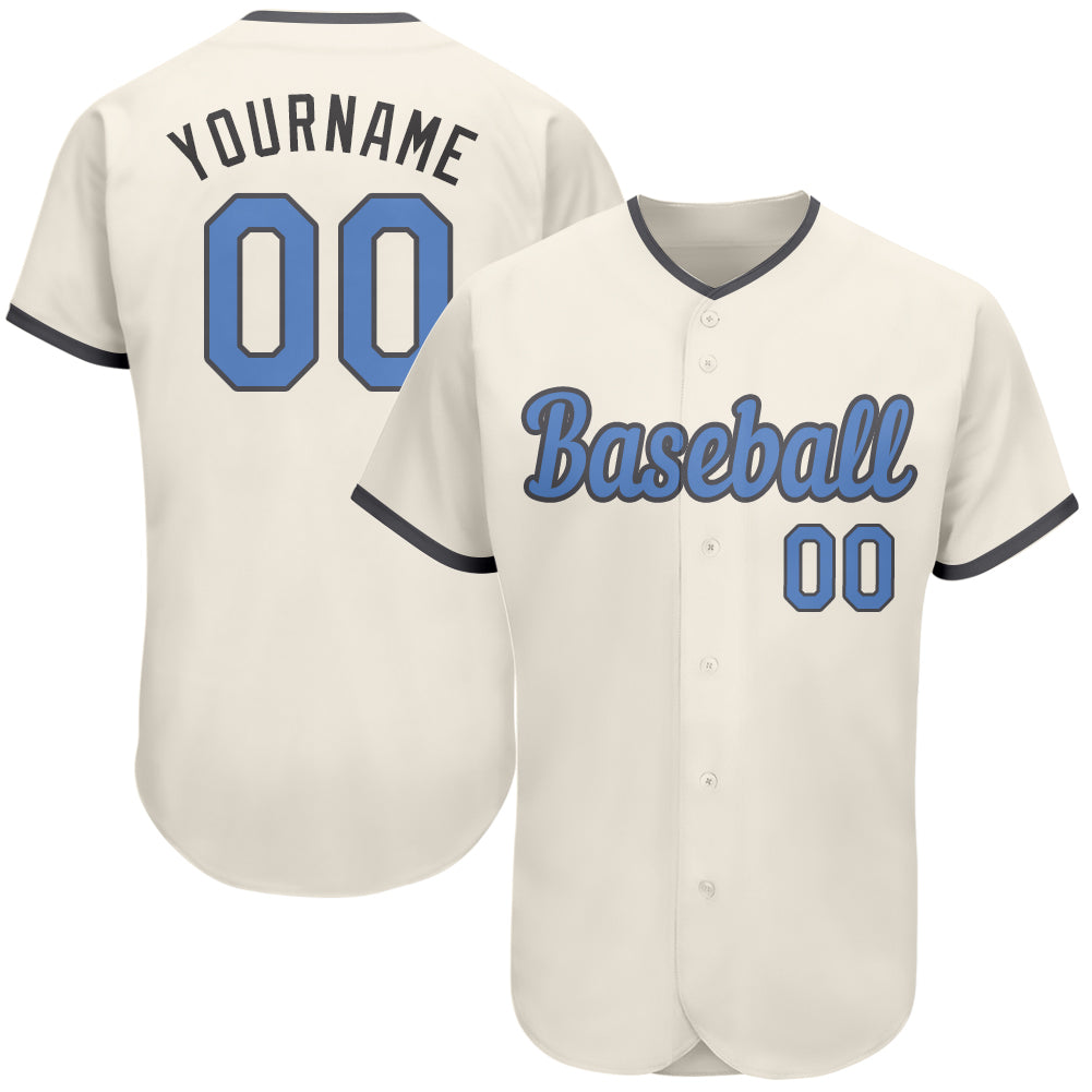 Custom Cream Light Blue-Steel Gray Authentic Father's Day Baseball Jersey