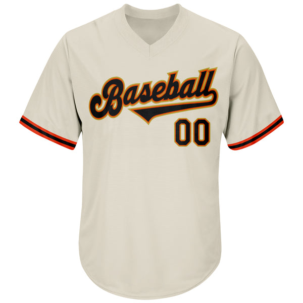 Custom Cream Black-Orange Authentic Throwback Rib-Knit Baseball Jersey Shirt