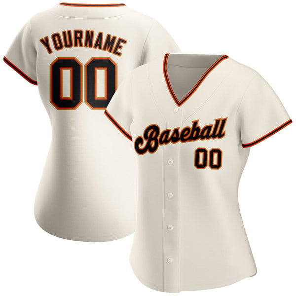 Custom Cream Black Orange-Old Gold Authentic Baseball Jersey