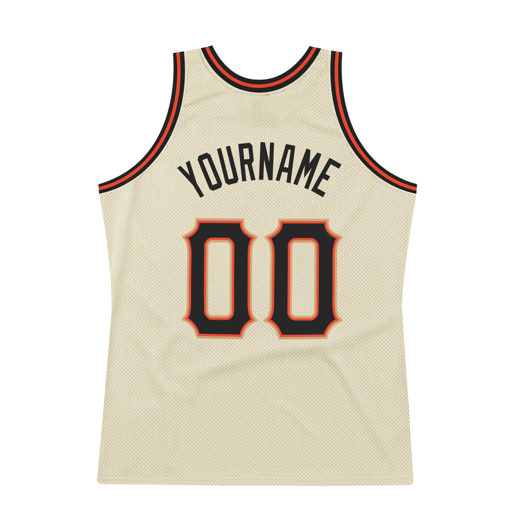 Cheap Custom Orange Orange-Gray Authentic Throwback Basketball
