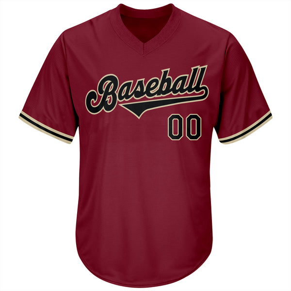 Custom Crimson Black-City Cream Authentic Throwback Rib-Knit Baseball Jersey Shirt