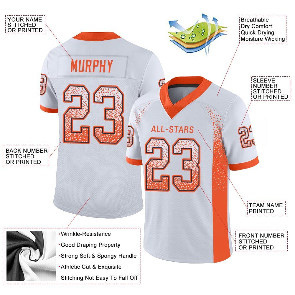 Custom White Orange-Navy Drift Fashion Football Jersey