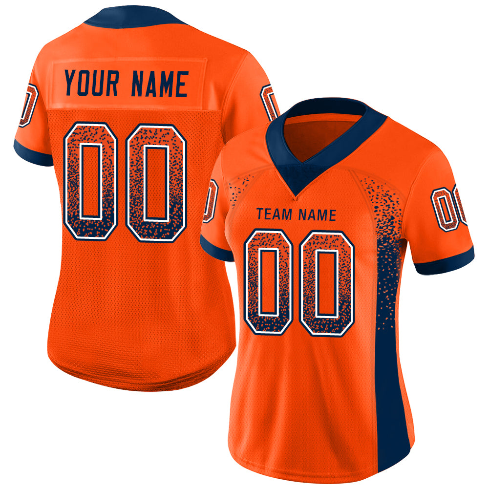 Custom Orange Navy-White Drift Fashion Football Jersey