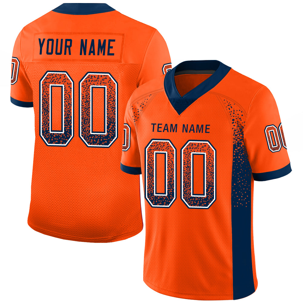 Custom Orange Navy-White Drift Fashion Football Jersey