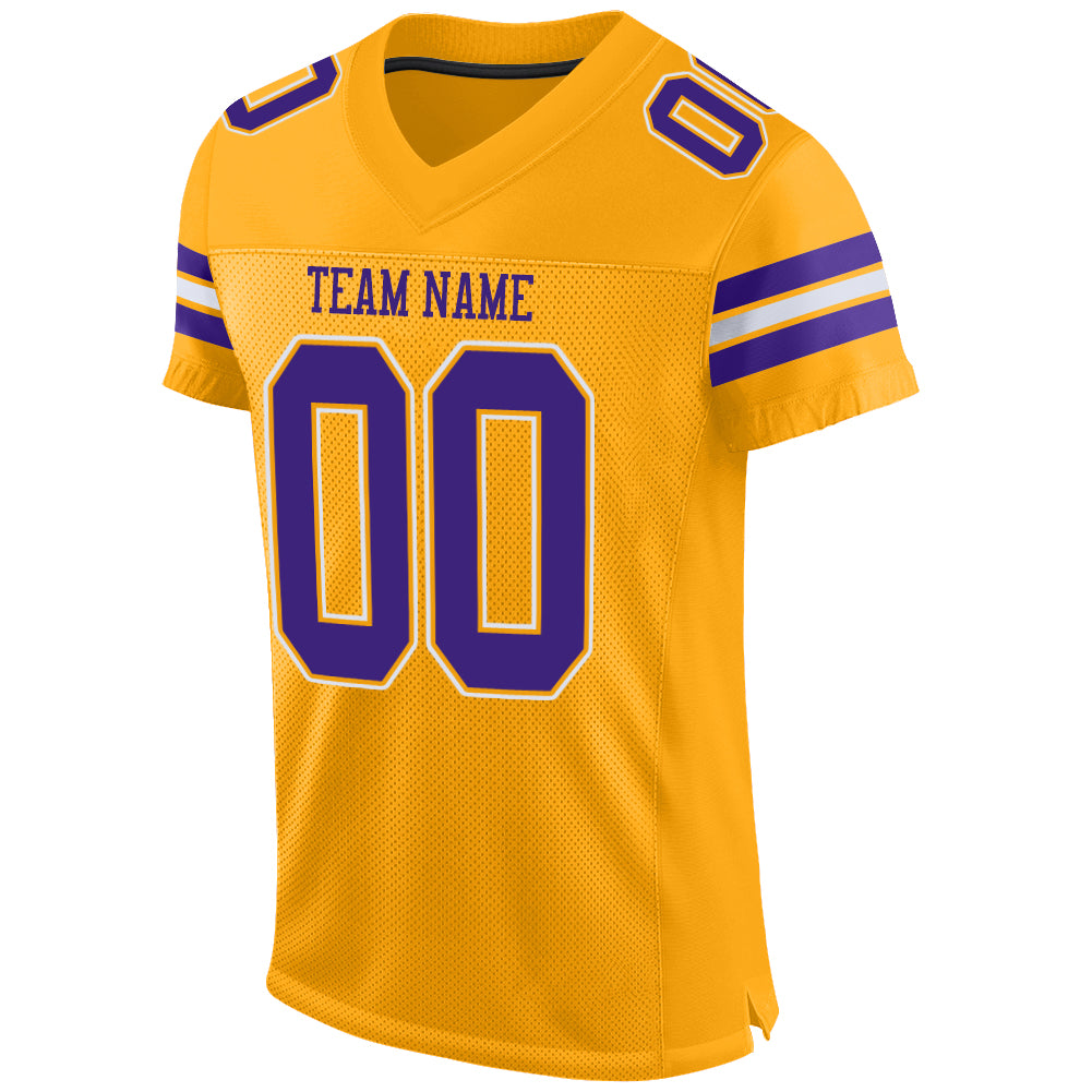 Custom Gold Purple-White Mesh Authentic Football Jersey – Fiitg