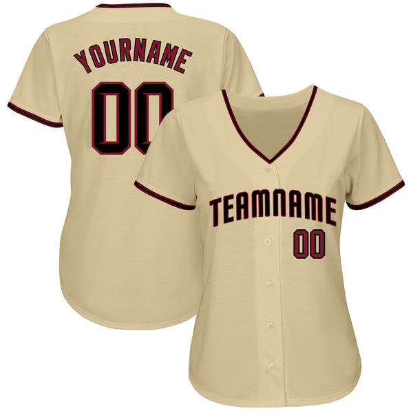 Custom Sand Crimson-Black Authentic Baseball Jersey