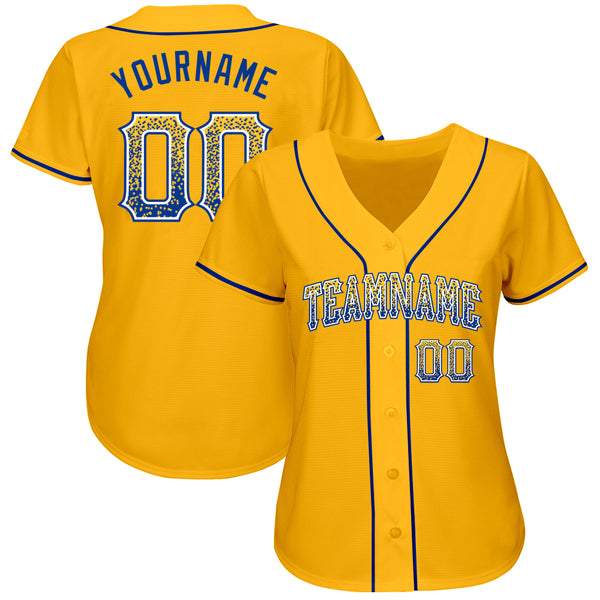 Custom Gold Royal-White Authentic Drift Fashion Baseball Jersey