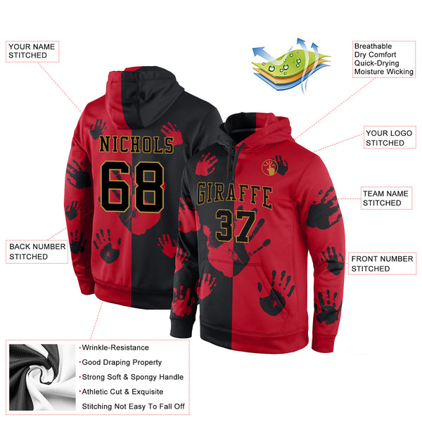 Custom Stitched Graffiti Pattern Black-Old Gold 3D Sports Pullover Sweatshirt Hoodie