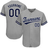 Custom Gray Navy-White Authentic Baseball Jersey