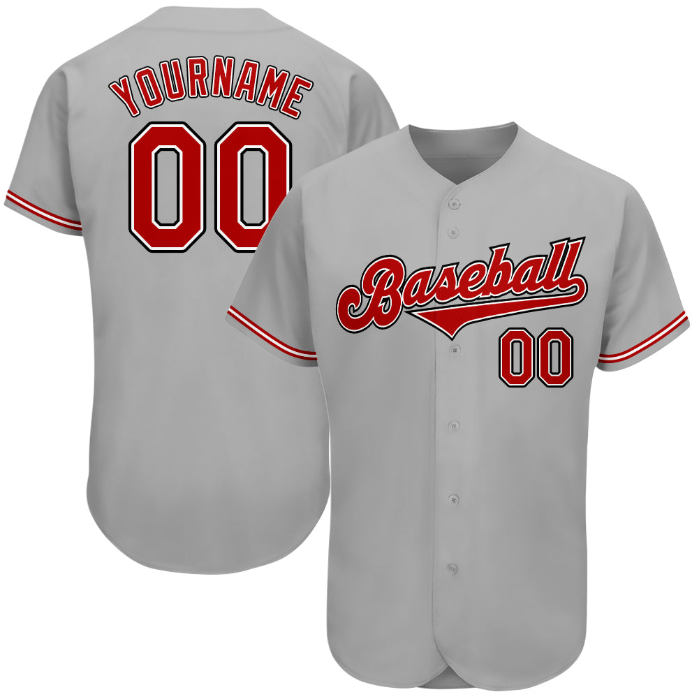 gray and red baseball jersey