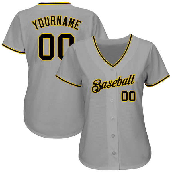 Custom Gray Black-Gold Authentic Baseball Jersey