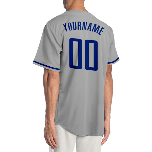 Custom Gray Royal-Red Authentic Baseball Jersey