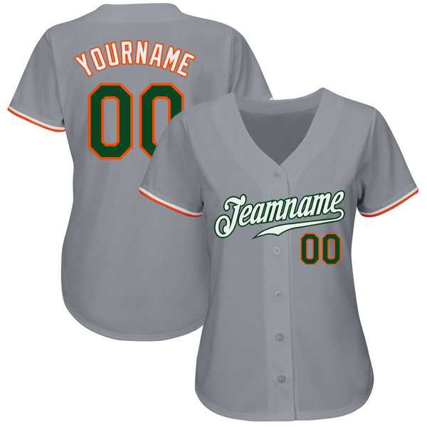 Custom Gray Green-Orange Authentic Baseball Jersey