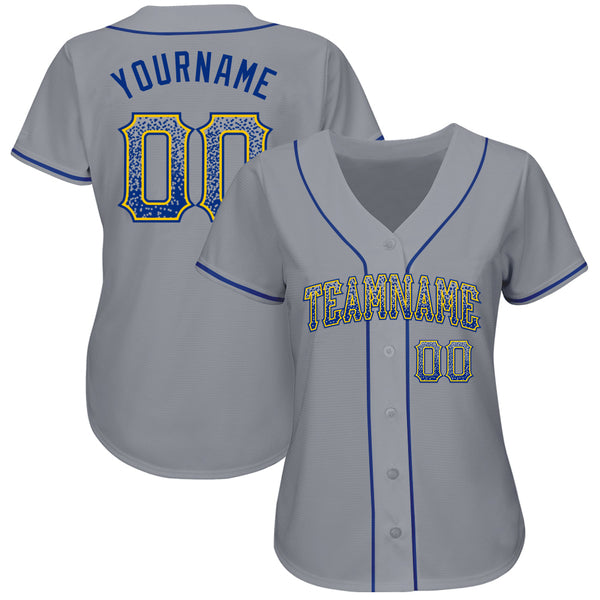 Custom Gray Royal-Gold Authentic Drift Fashion Baseball Jersey