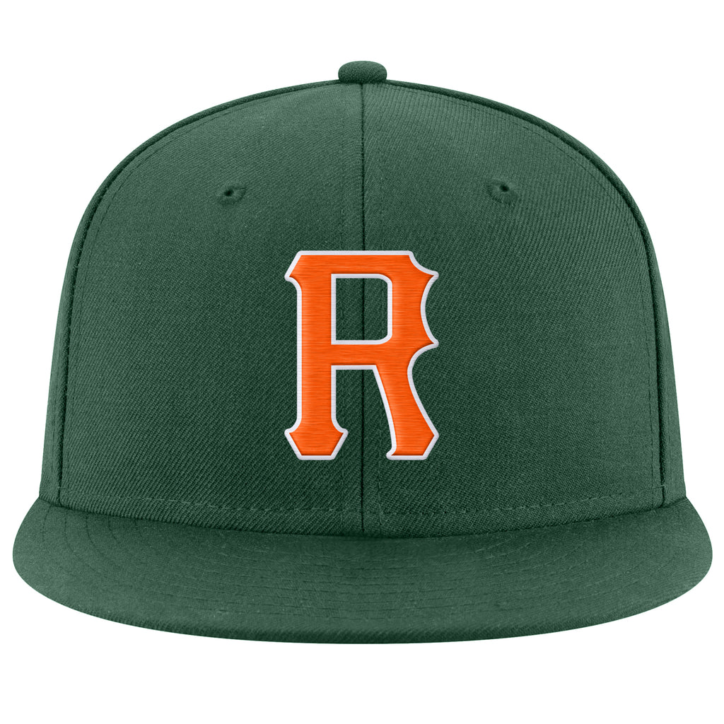 Custom Green Orange-White Stitched Adjustable Snapback Hat