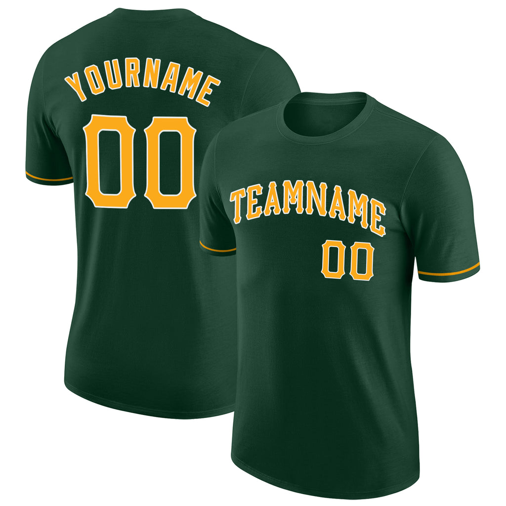 Custom Green Gold-White Performance T-Shirt