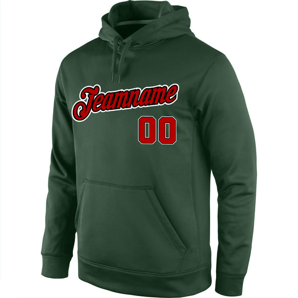 Custom Stitched Green Red-Black Sports Pullover Sweatshirt Hoodie