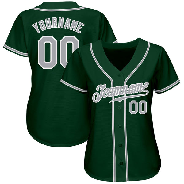 Custom Green Gray-White Authentic Baseball Jersey