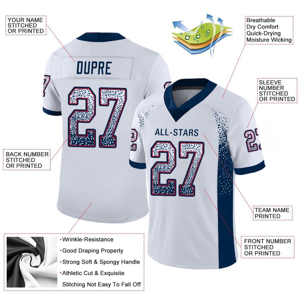 Custom White Navy-Red Drift Fashion Football Jersey