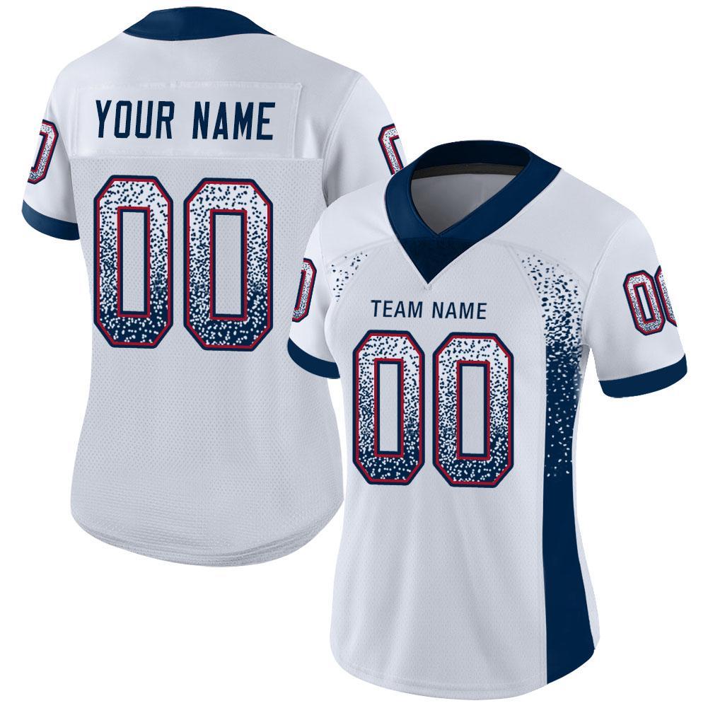 Custom White Navy-Red Drift Fashion Football Jersey