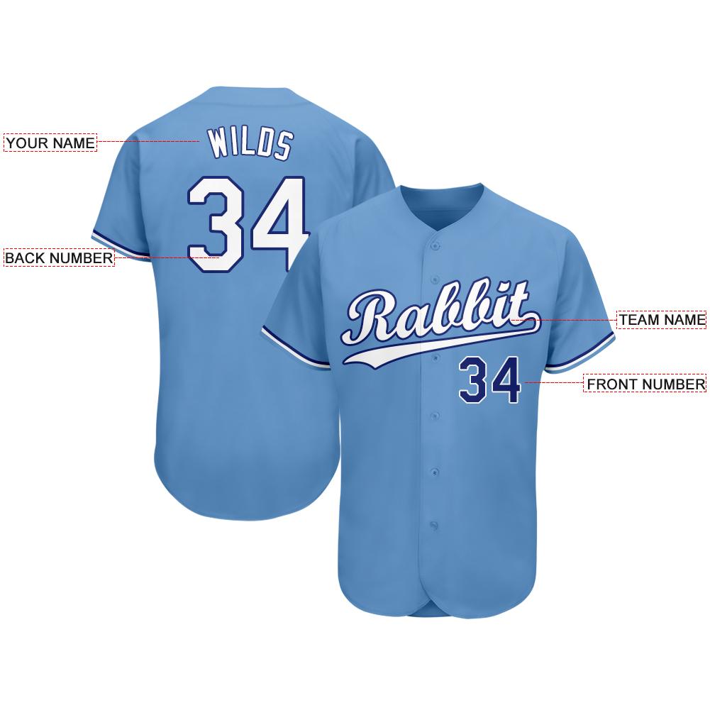 Custom Light Blue White-Royal Baseball Jersey