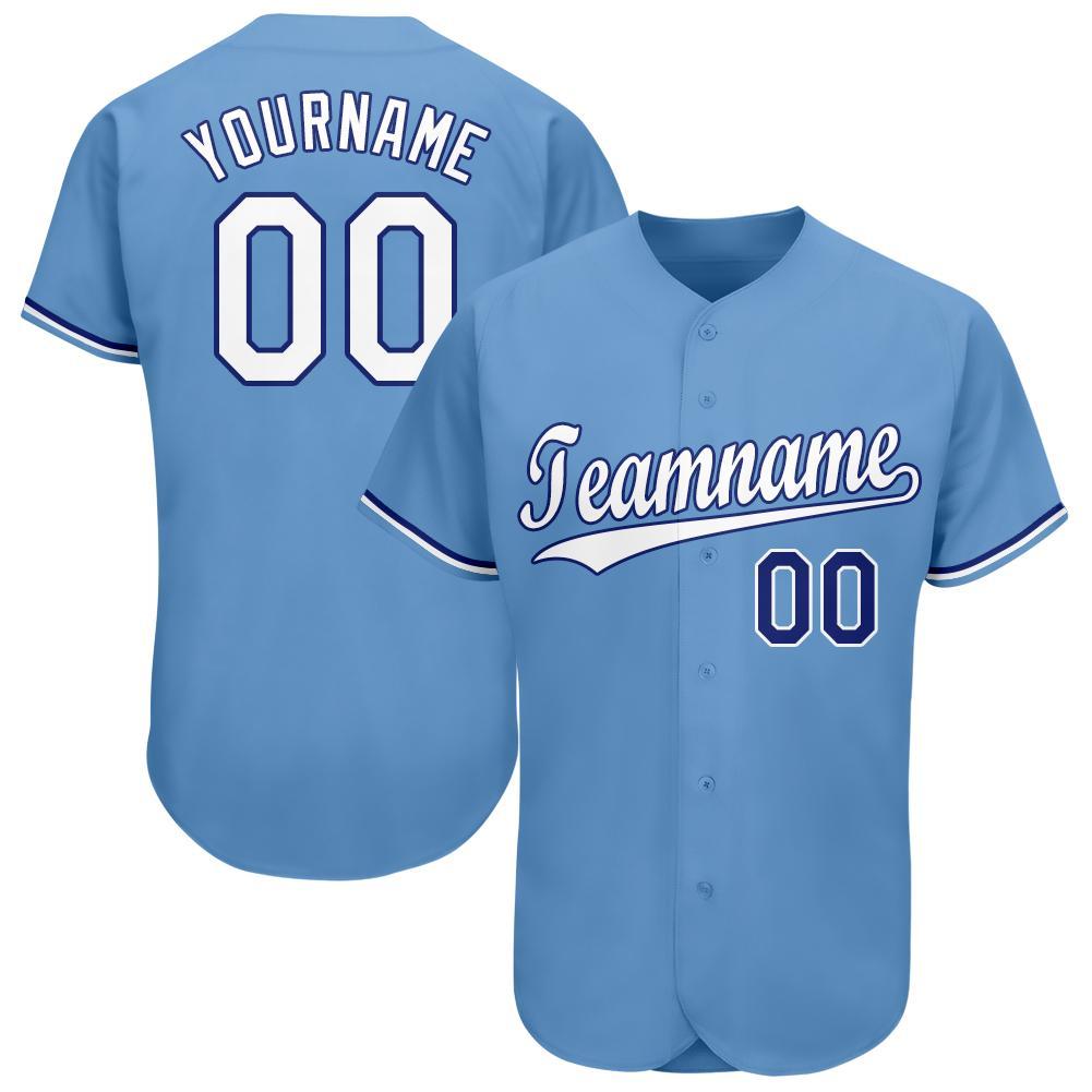 Custom Light Blue White-Royal Baseball Jersey