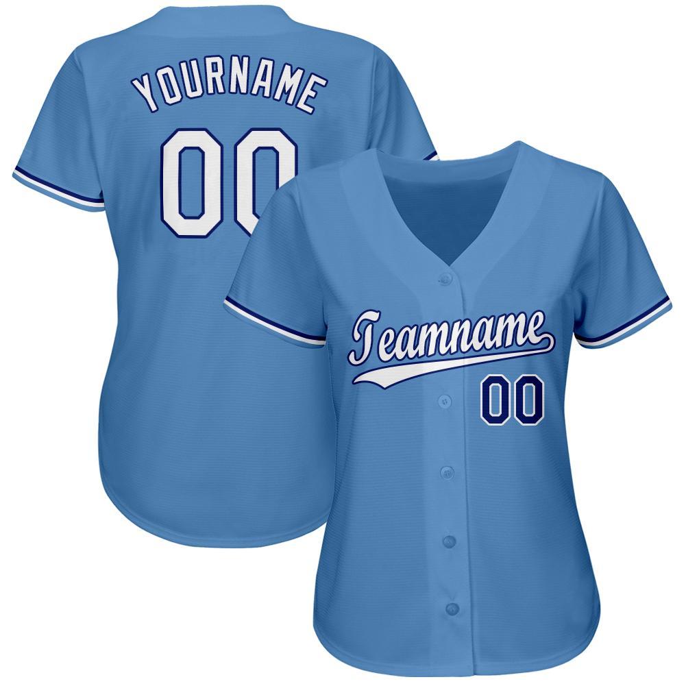 Custom Light Blue White-Royal Softball Jersey