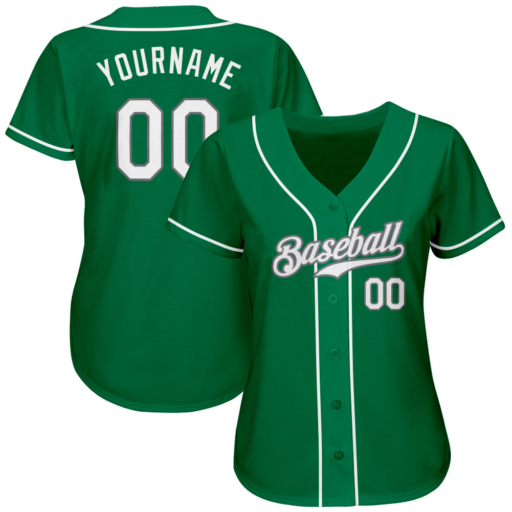 Custom Kelly Green White-Gray Authentic St. Patrick's Day Softball Jersey