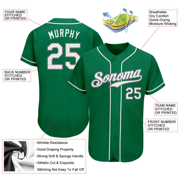 Custom Kelly Green White-Gray Authentic St. Patrick's Day Softball Jersey