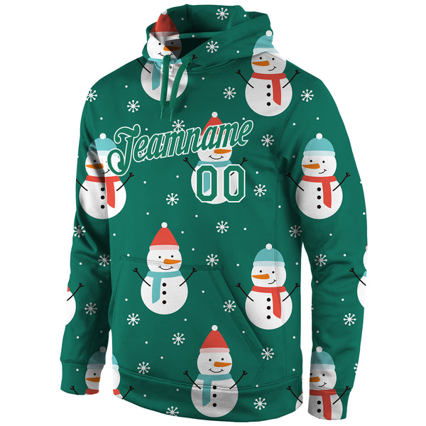 Custom Stitched Kelly Green Kelly Green-White Christmas 3D Sports Pullover Sweatshirt Hoodie